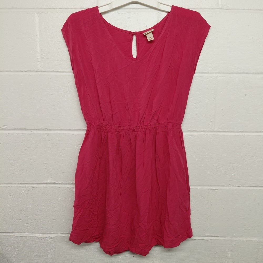 Mossimo Pink Sleeveless Women's Dress Size LARGE Pockets Elastic Waist Cover-Up